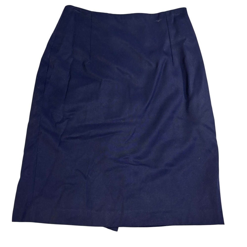 Brass Plum Nordstrom Vintage Career Skirt Pencil Straight Navy Blue Lined Size 7